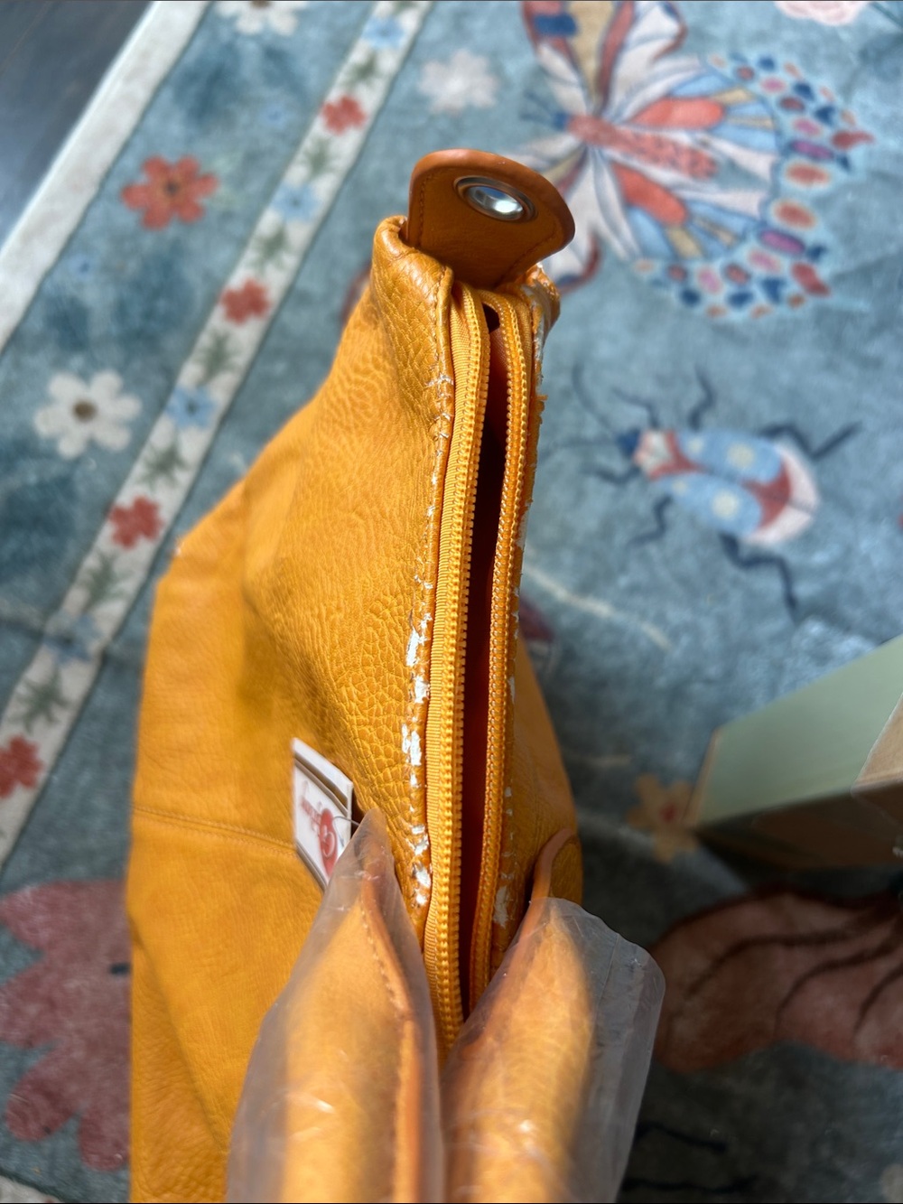 Structured Yellow Leather-Look Shoulder Tote - FLAW - Picture 7 of 7